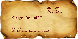 Kluge Dezső névjegykártya